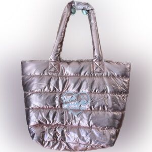 Pink Metallic Justice Puffer Tote Bag Purse 26x19” Women’s/kids rare y2k rare